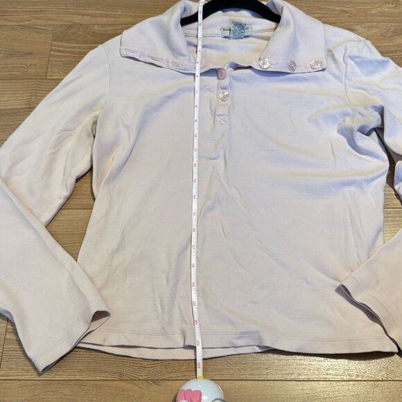 Banana republic pink collared long sleeve t-shirt with buttons women’s size medi - Picture 6 of 9